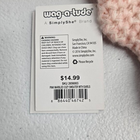 Wag-a-Tude Pink Knit Dog Sweater With Hood - Picture 7 of 8